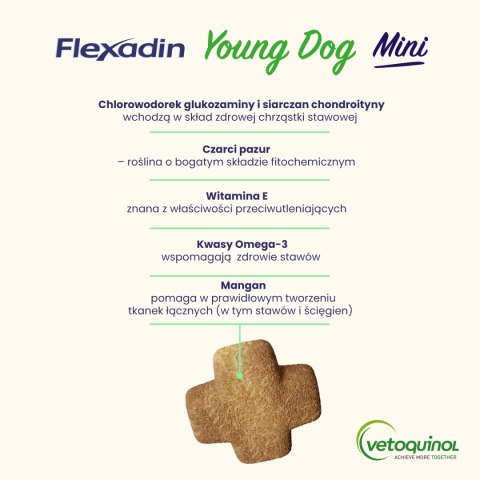 Vetoquinol Flexadin Young Dog Mini Kąski Dla Psa 60 Sztuk