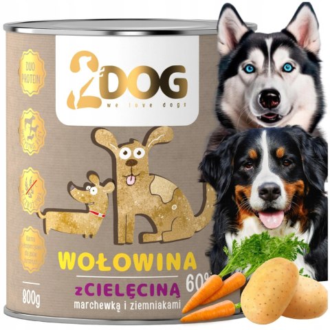 2Dog mokra karma wołowina z cielęcina 800g