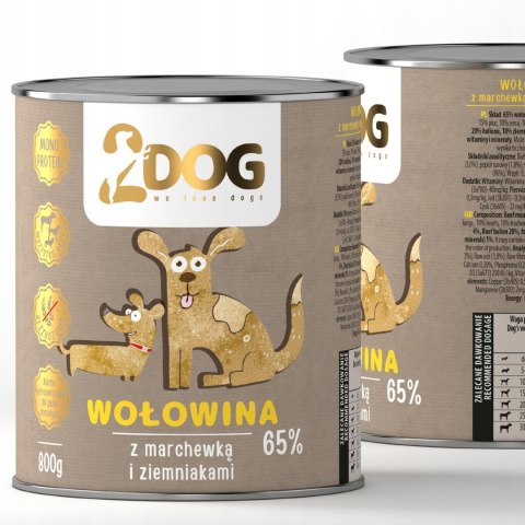 2Dog mokra karma wołowina z rosołem 800g