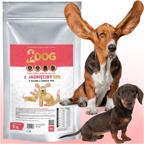 SUCHA KARMA DLA PSA 2Dog JAGNIĘCINA 12kg ZIMNOTŁOCZONA HIPOALERGICZNA MONO