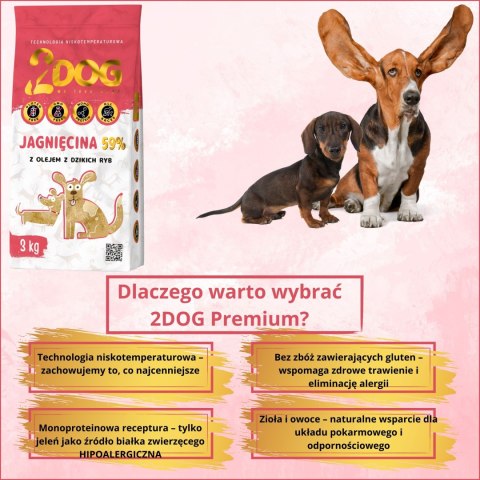 SUCHA KARMA DLA PSA 2Dog JAGNIĘCINA 3kg ZIMNOTŁOCZONA HIPOALERGICZNA MONOPR