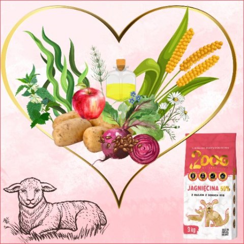 SUCHA KARMA DLA PSA 2Dog JAGNIĘCINA 3kg ZIMNOTŁOCZONA HIPOALERGICZNA MONOPR