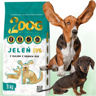 SUCHA KARMA DLA PSA 2Dog JELEŃ 3kg ZIMNOTŁOCZONA HIPOALERGICZNA BEZ GLUTENU