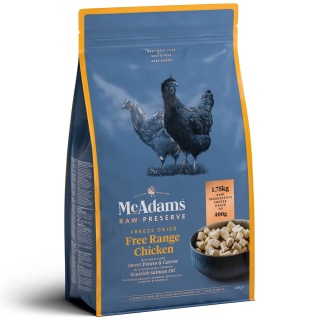 0,4 kg McAdams Freeze Dried Free Range Chicken - liofilizowana karma dla szczeniaka i psa dorosłego, kurczak z warzywami