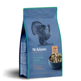 0,4 kg McAdams Freeze Dried Free Range Turkey - liofilizowana karma dla psa dorosłego i szczeniaka, indyk z warzywami