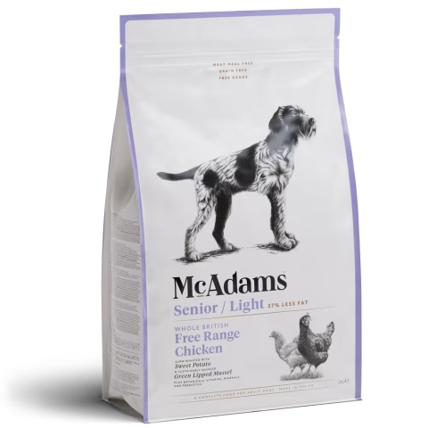 2 kg McAdams Senior/Light Free Range Chicken - wypiekana karma dla psa z nadwagą i seniora, kurczak z wolnego wybiegu