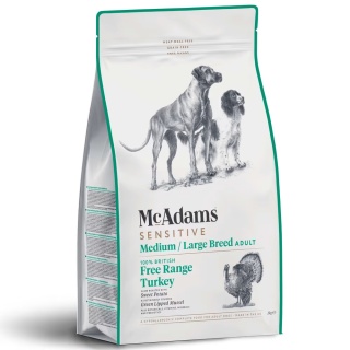 10 kg McAdams Sensitive Medium/Large Breed Free Range Turkey - wypiekana karma z indykiem dla psów średnich i dużych ras