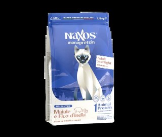 NAXOS CAT STERILIZED monobiałkowa karma dla kotów sterylizowanych wieprzowina i opuncja figowa 1,5 kg