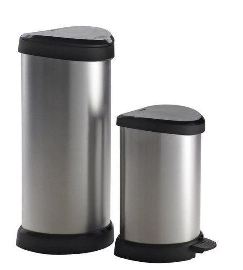 Curver Kosz Na Śmieci Metalizowany Z Pedałem Czarno-Srebrny 20l