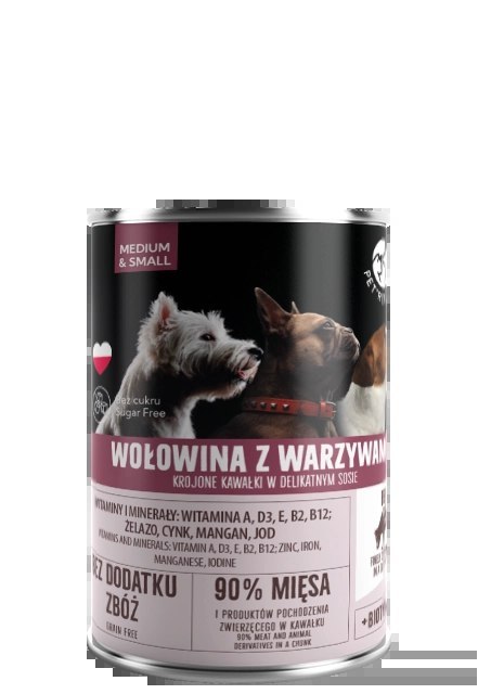 PetRepublic Wołowina Z Warzywami Krojone Kawałki W Delikatnym Sosie 400g
